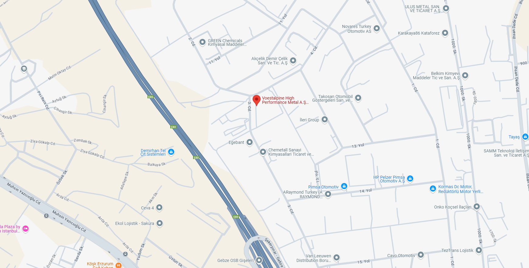 voestalpine konumunu gösteren google haritalar
